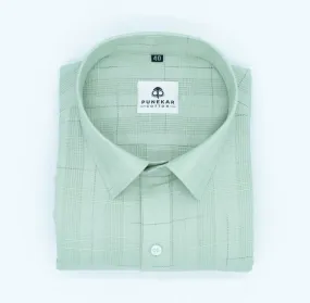 Pista Green Color Pure Cotton Shirts For Men