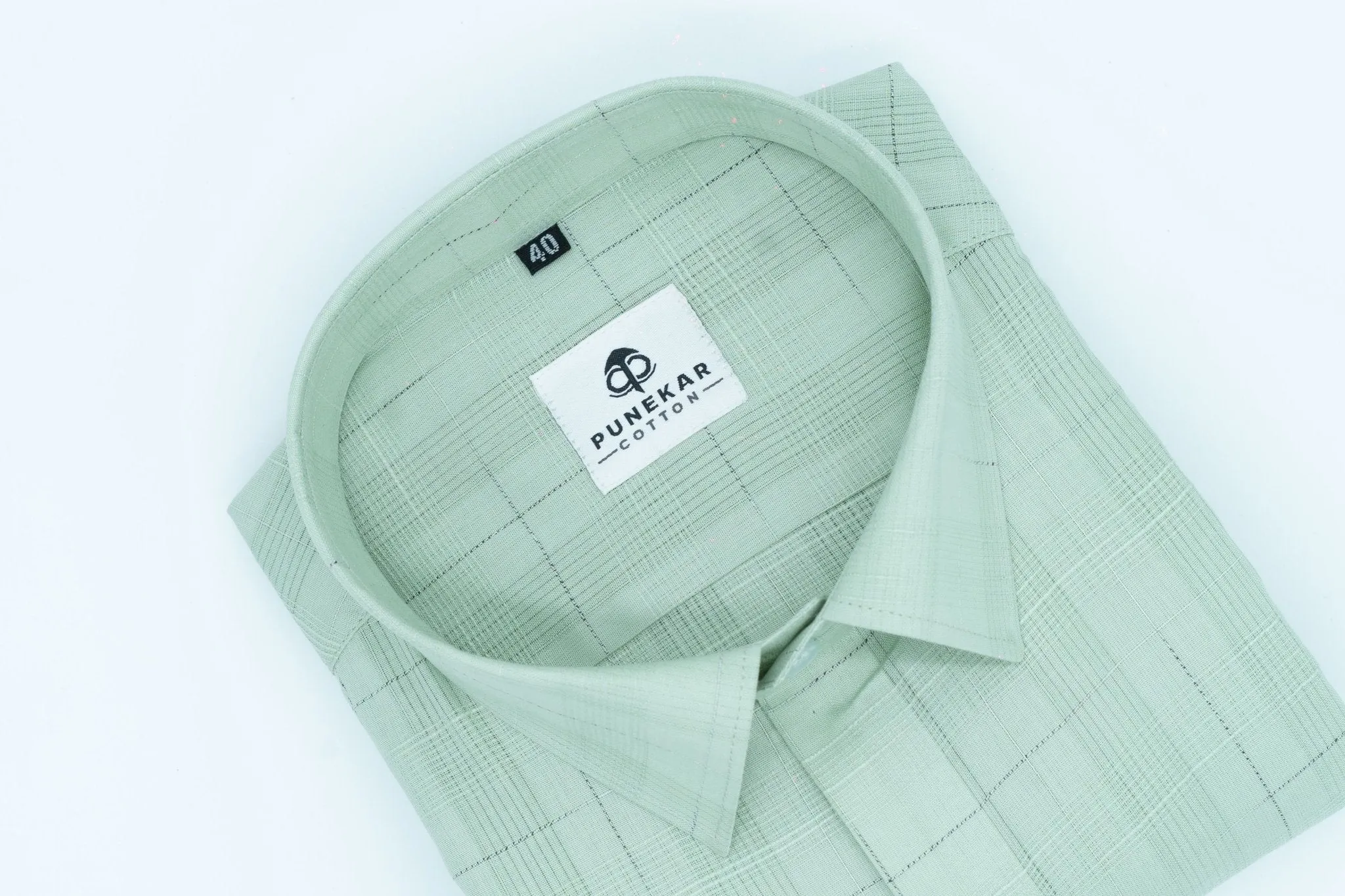 Pista Green Color Pure Cotton Shirts For Men