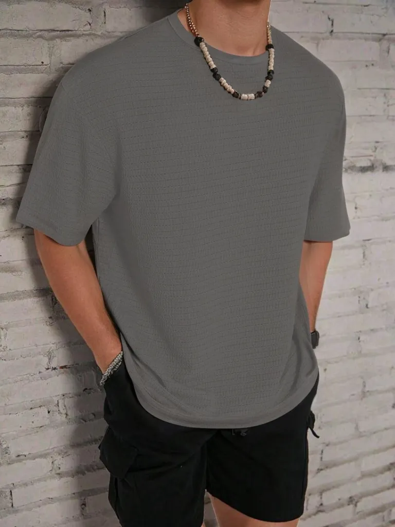 Premium Textured Round Neck T- Shirt