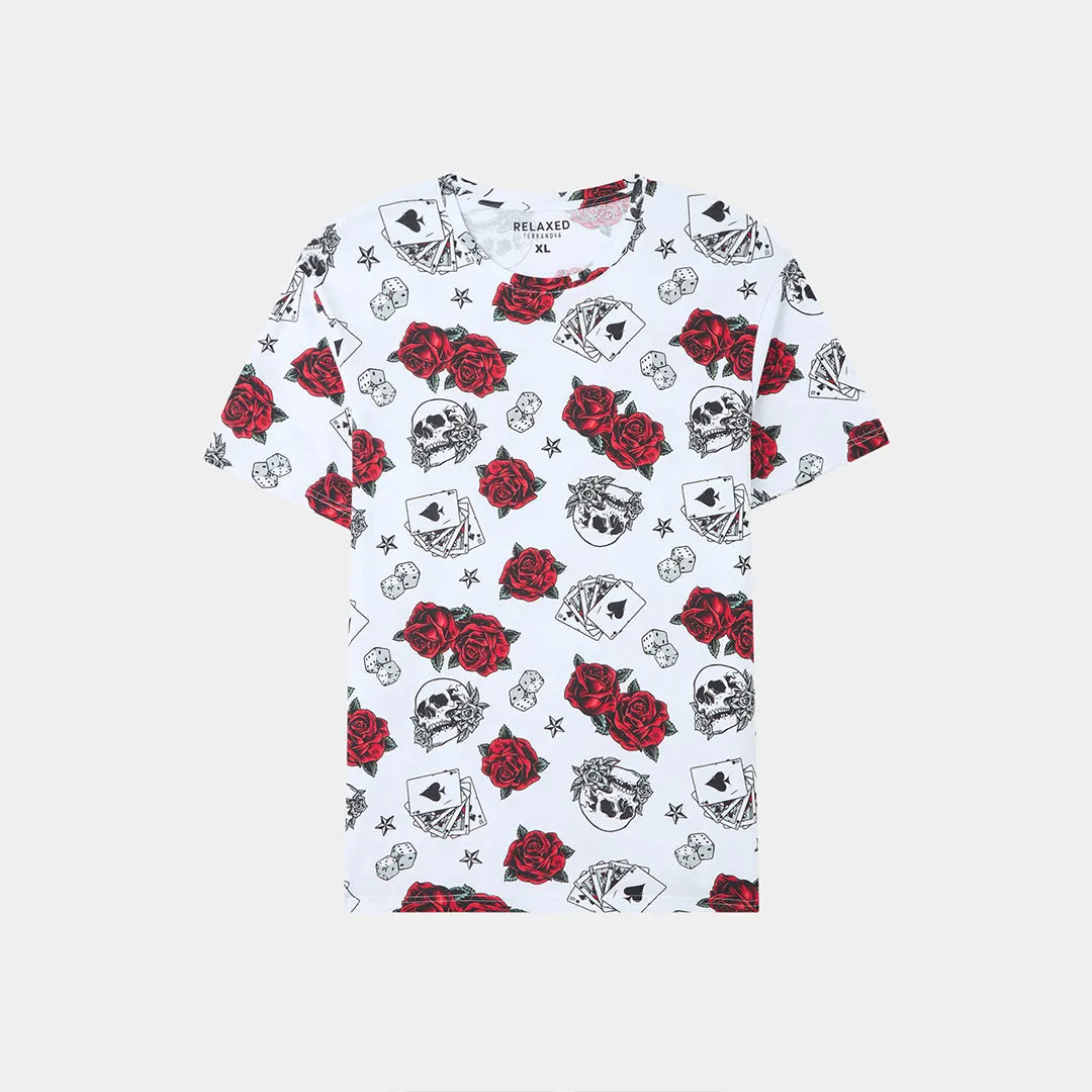 Printed Crew Neck Short Sleeve T-Shirt