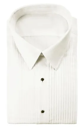 "Enzo" Ivory Pleated Laydown Tuxedo Shirt