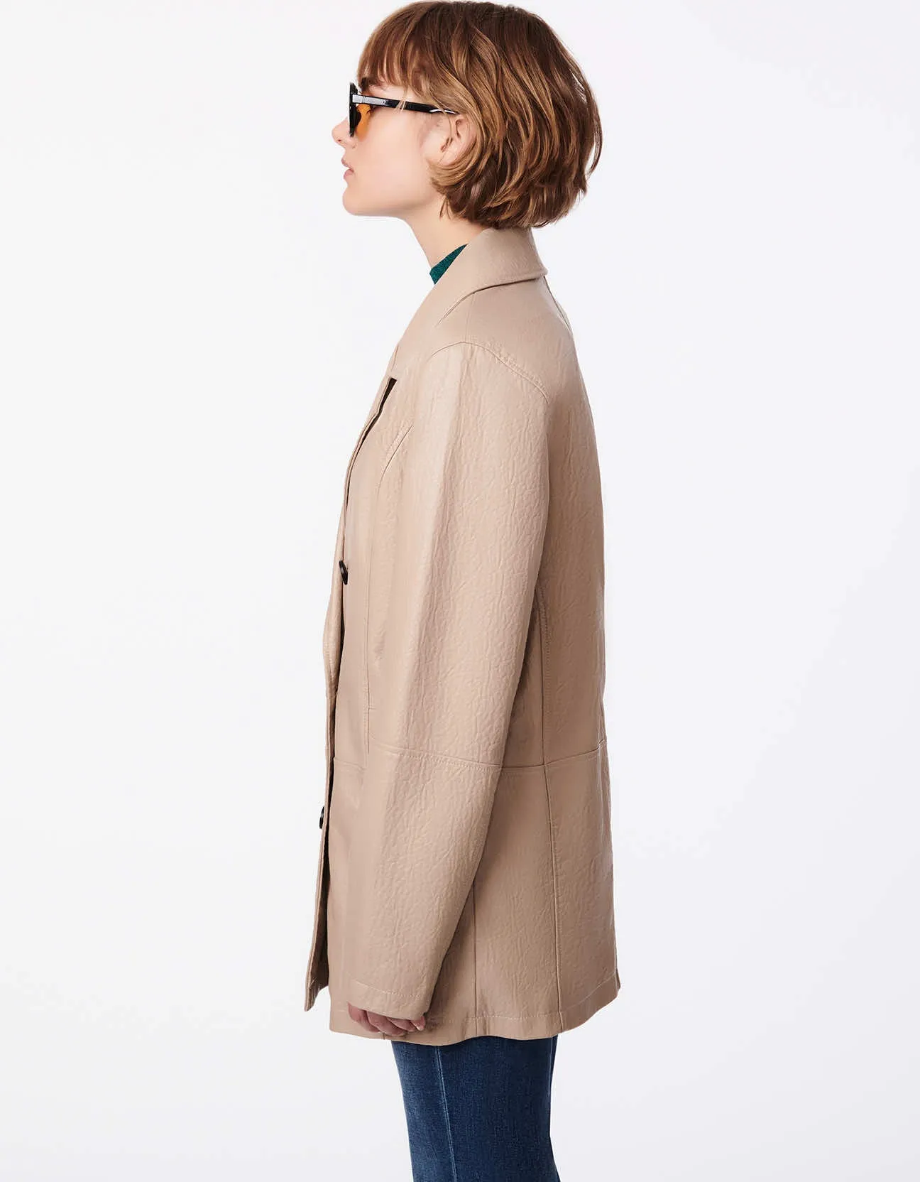 Relaxed Blazer Textured Vegan Jacket