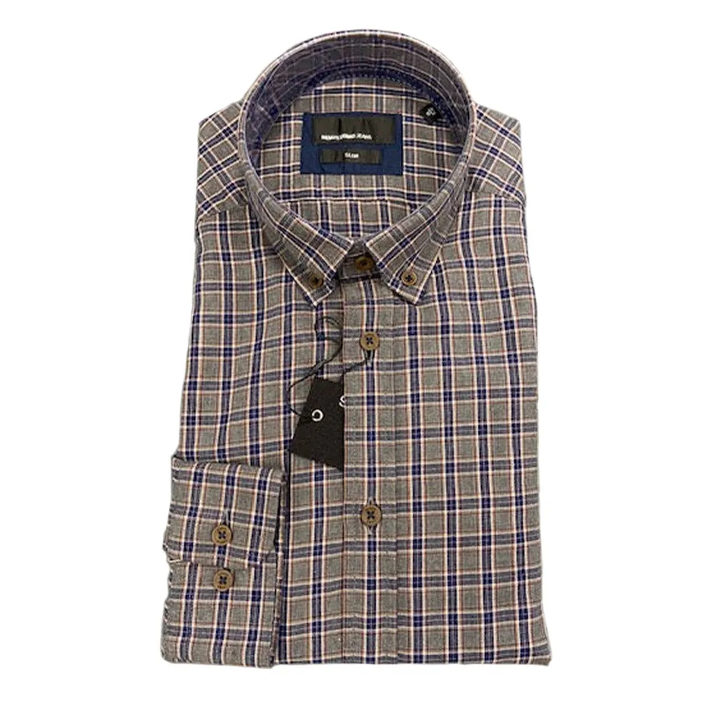 Remus Uomo Check Shirt - Brown/Blue