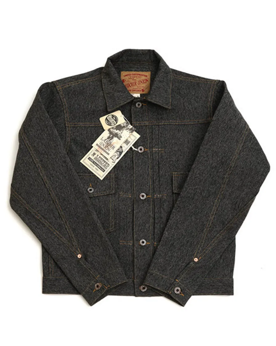 Certainly! Heres an optimized title for your product:

Vintage-Inspired Salt & Pepper Type II Denim Jacket for Men