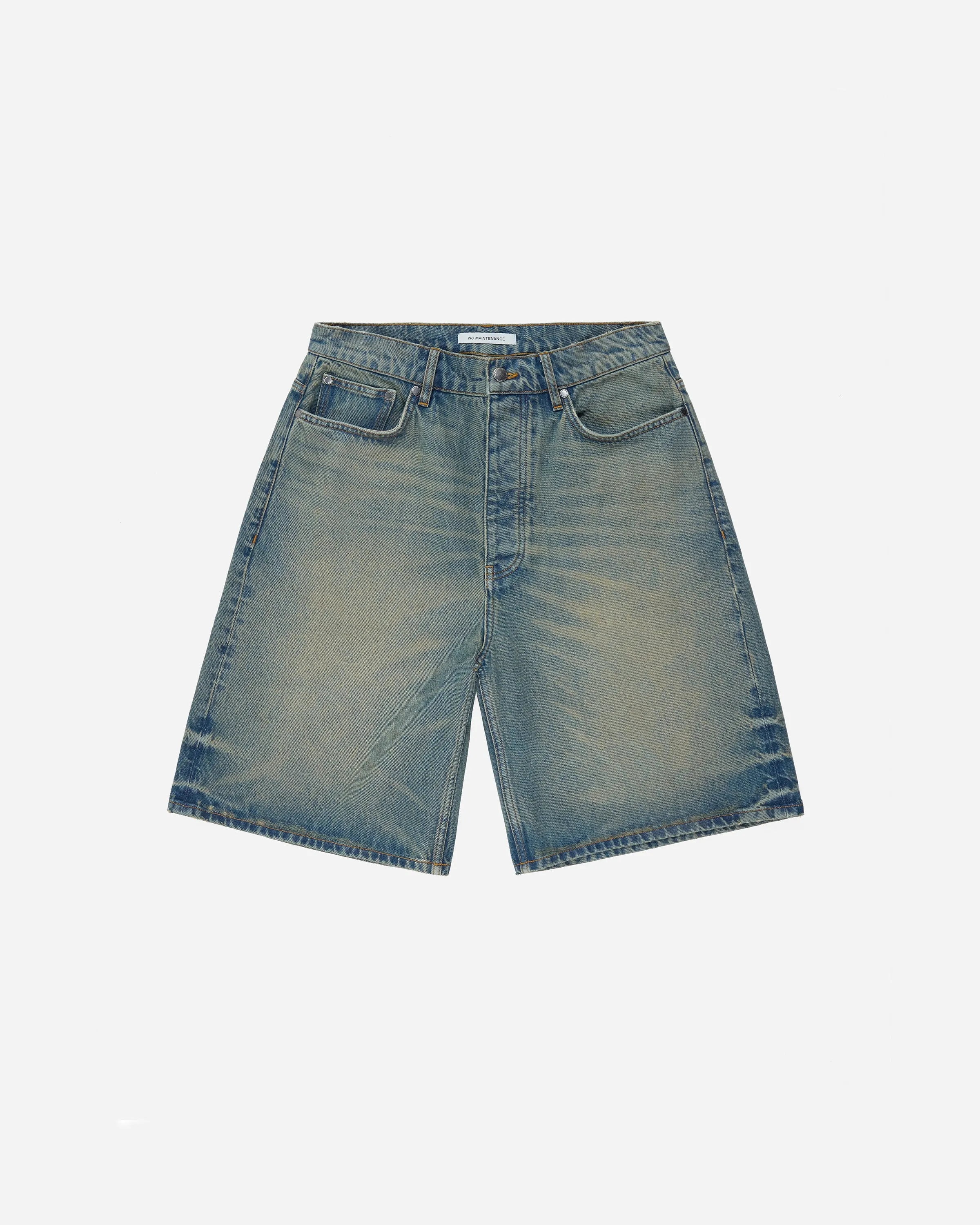 Sand-Wash Wide Leg Denim Shorts