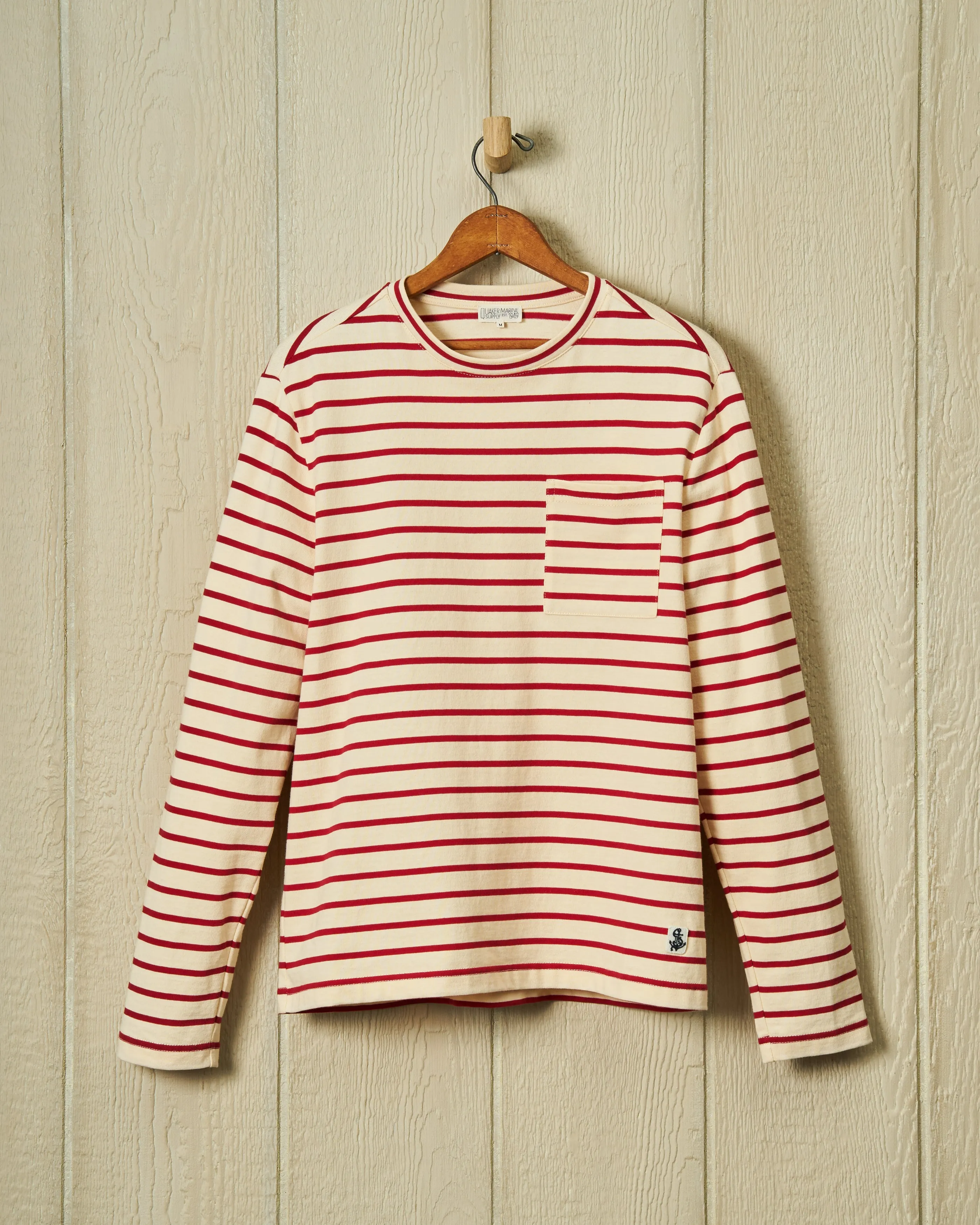 Seafarer Knit Shirt in Cream/Crimson