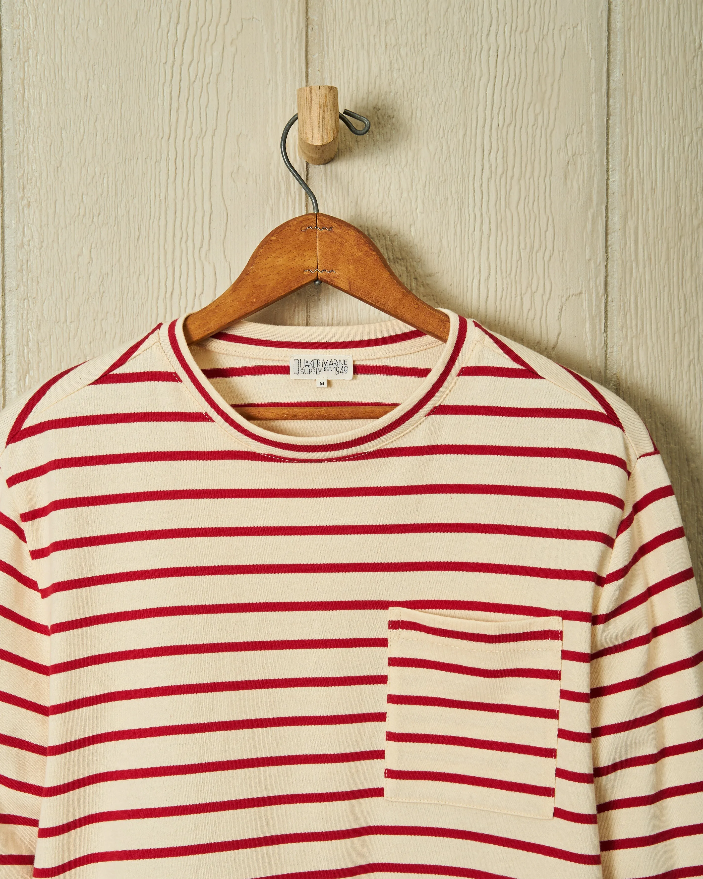 Seafarer Knit Shirt in Cream/Crimson