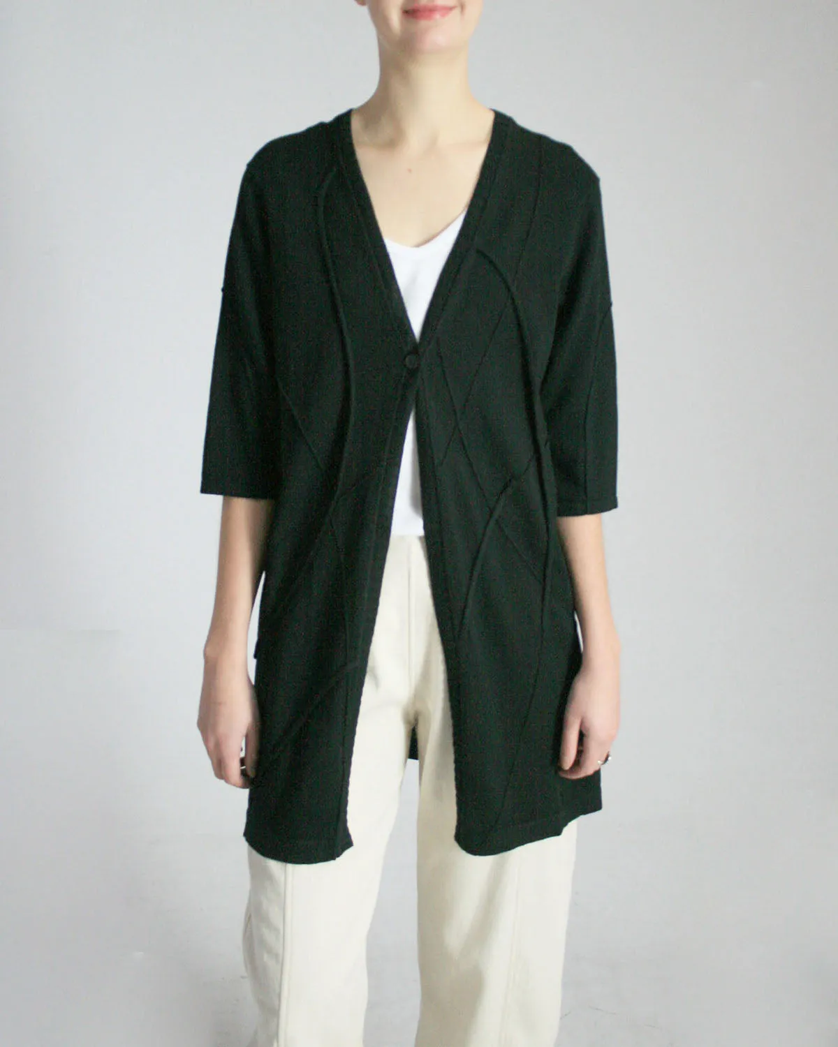 Spider Web Pima Cotton One-Button Cardigan