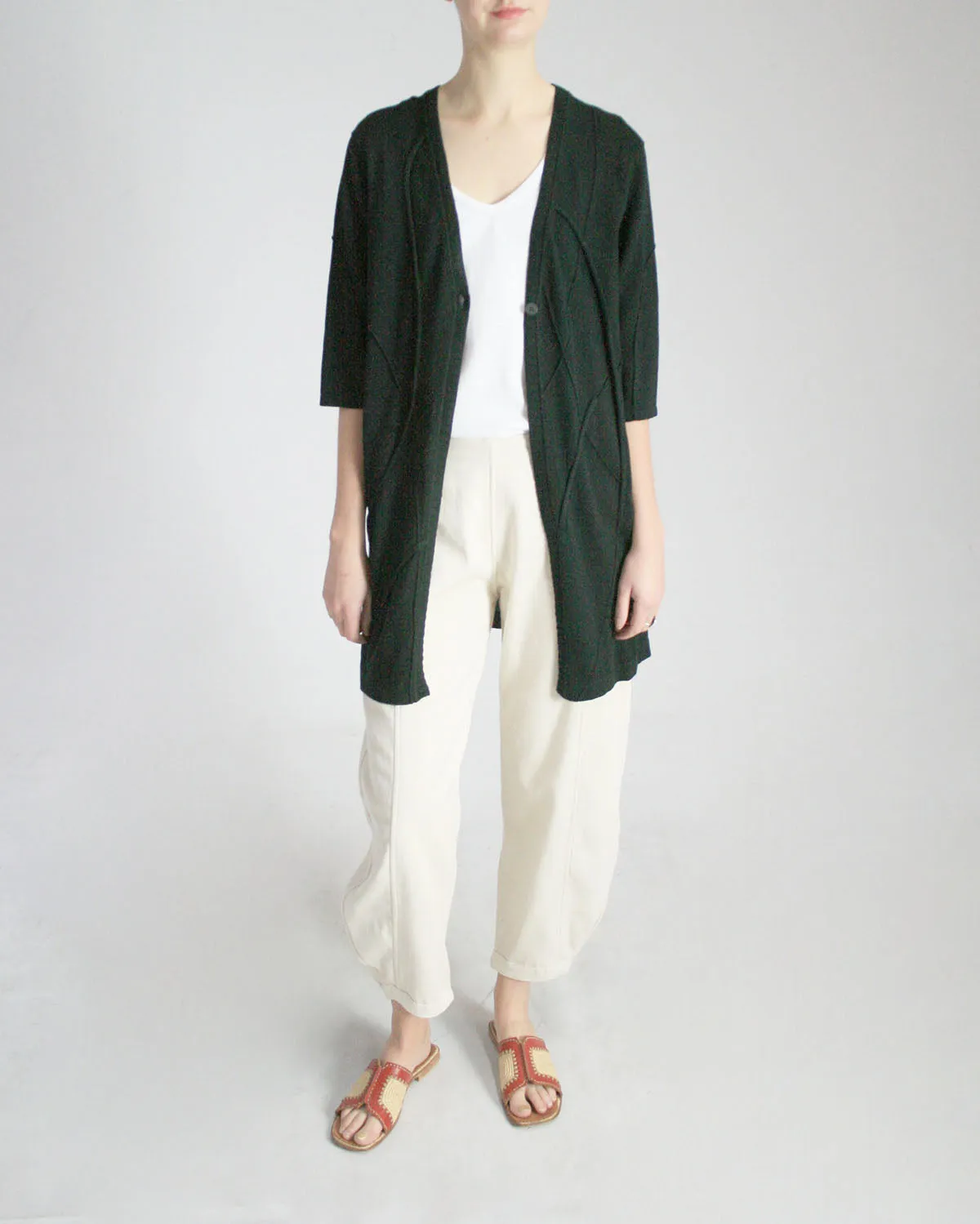 Spider Web Pima Cotton One-Button Cardigan