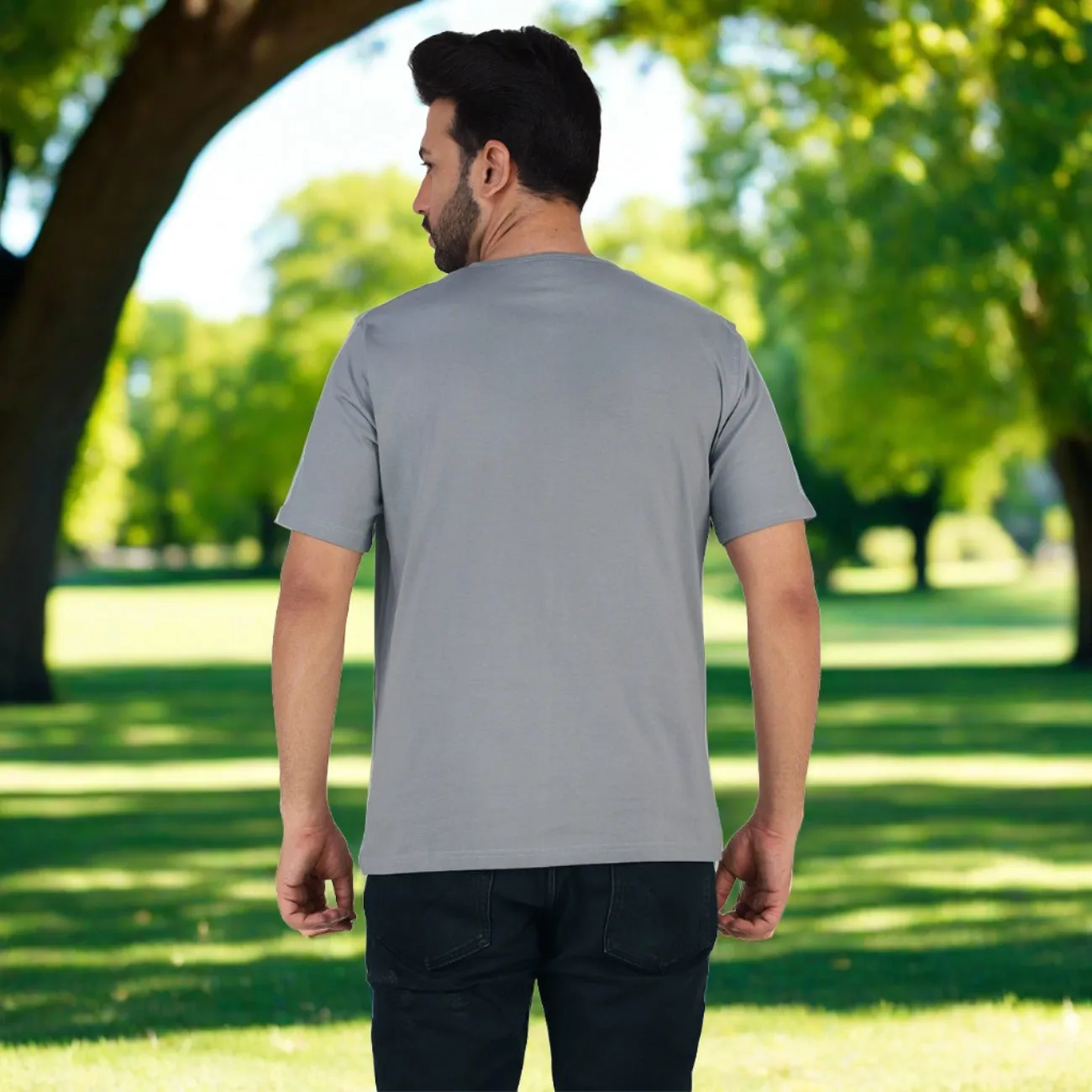 Stone Grey Soft Cotton Henley T-shirt