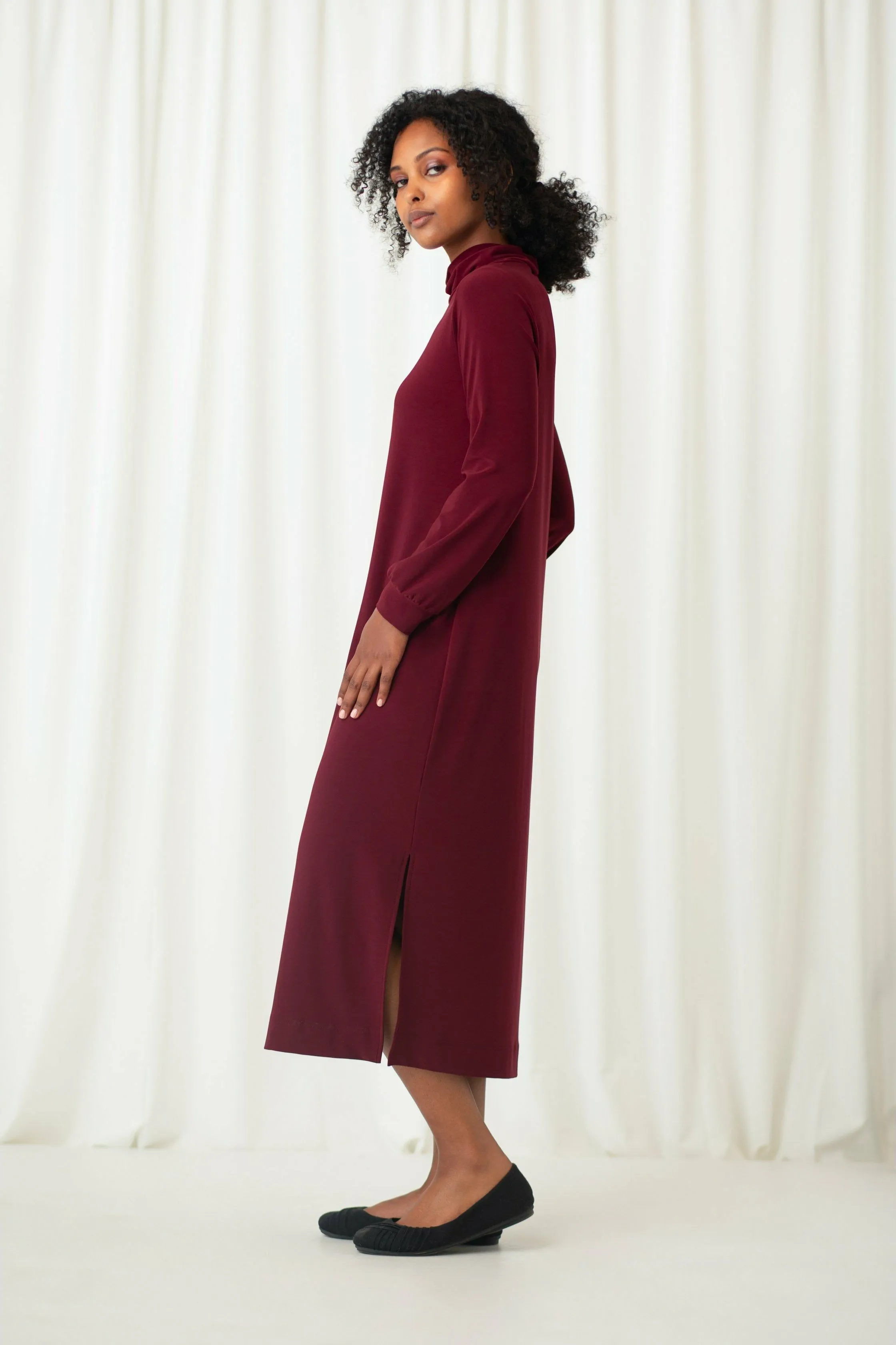 Sympli Turtleneck Gathered Sleeve Dress - Style 28116-3