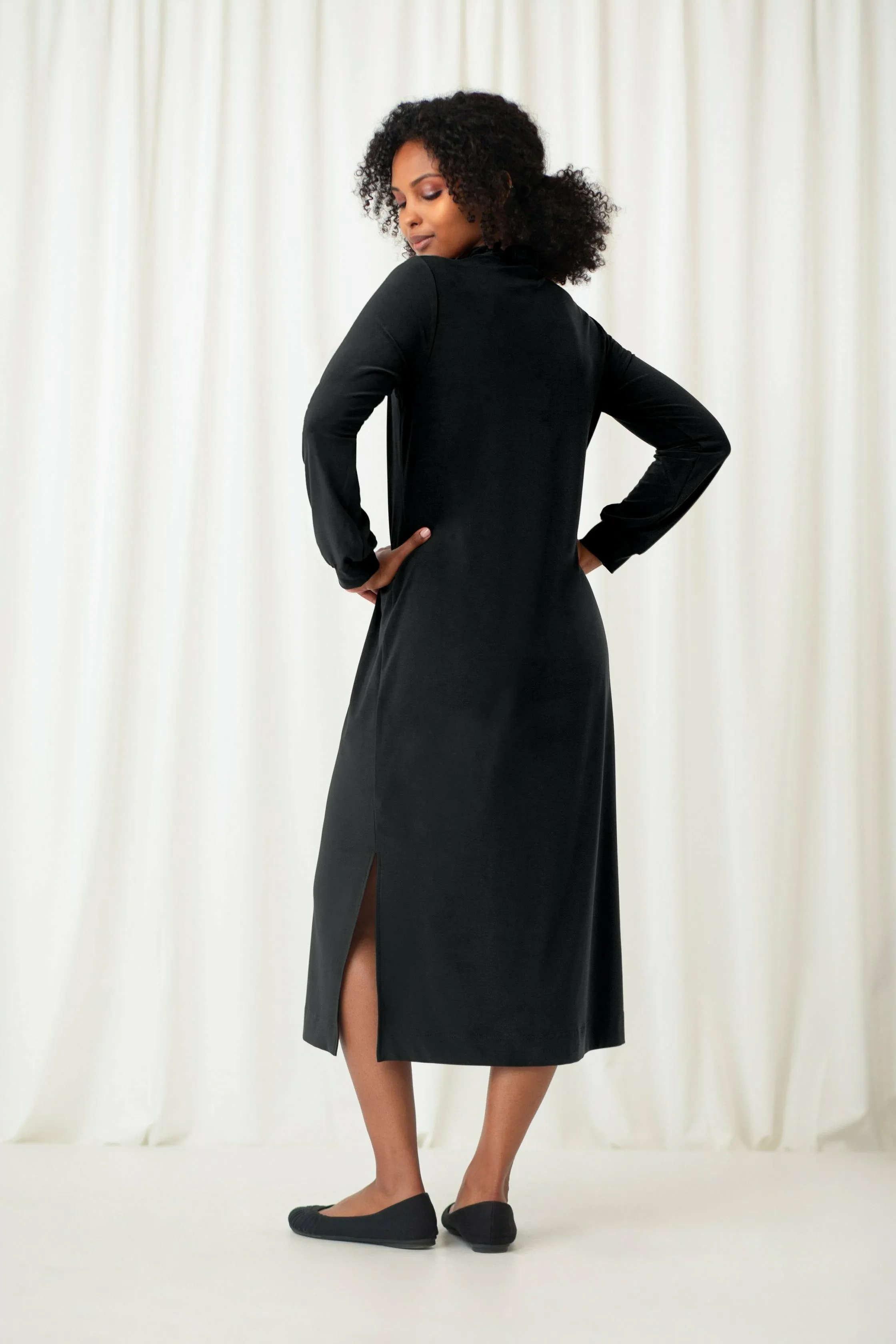 Sympli Turtleneck Gathered Sleeve Dress - Style 28116-3