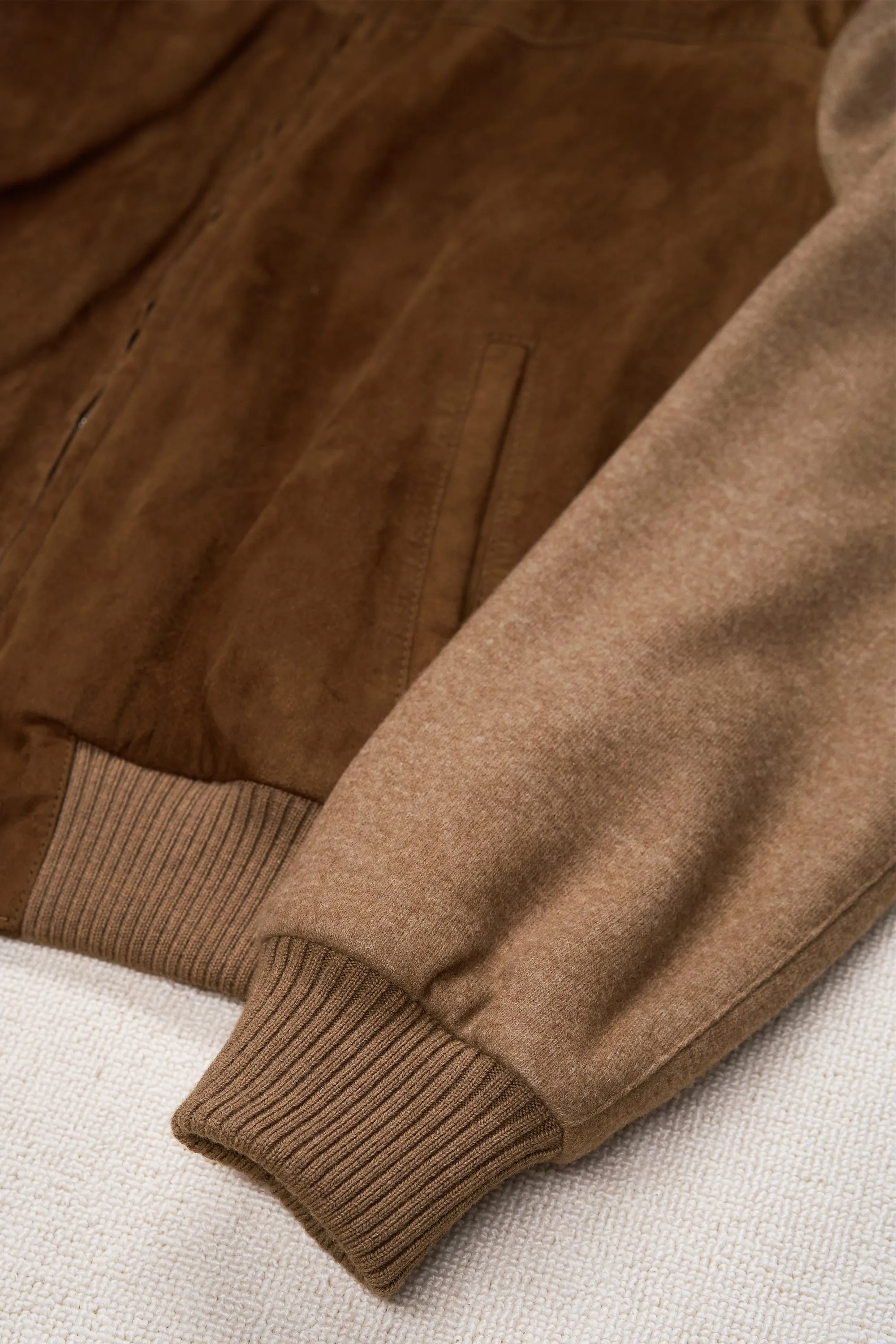 The Armoury Brown Suede Cashmere Varsity Jacket