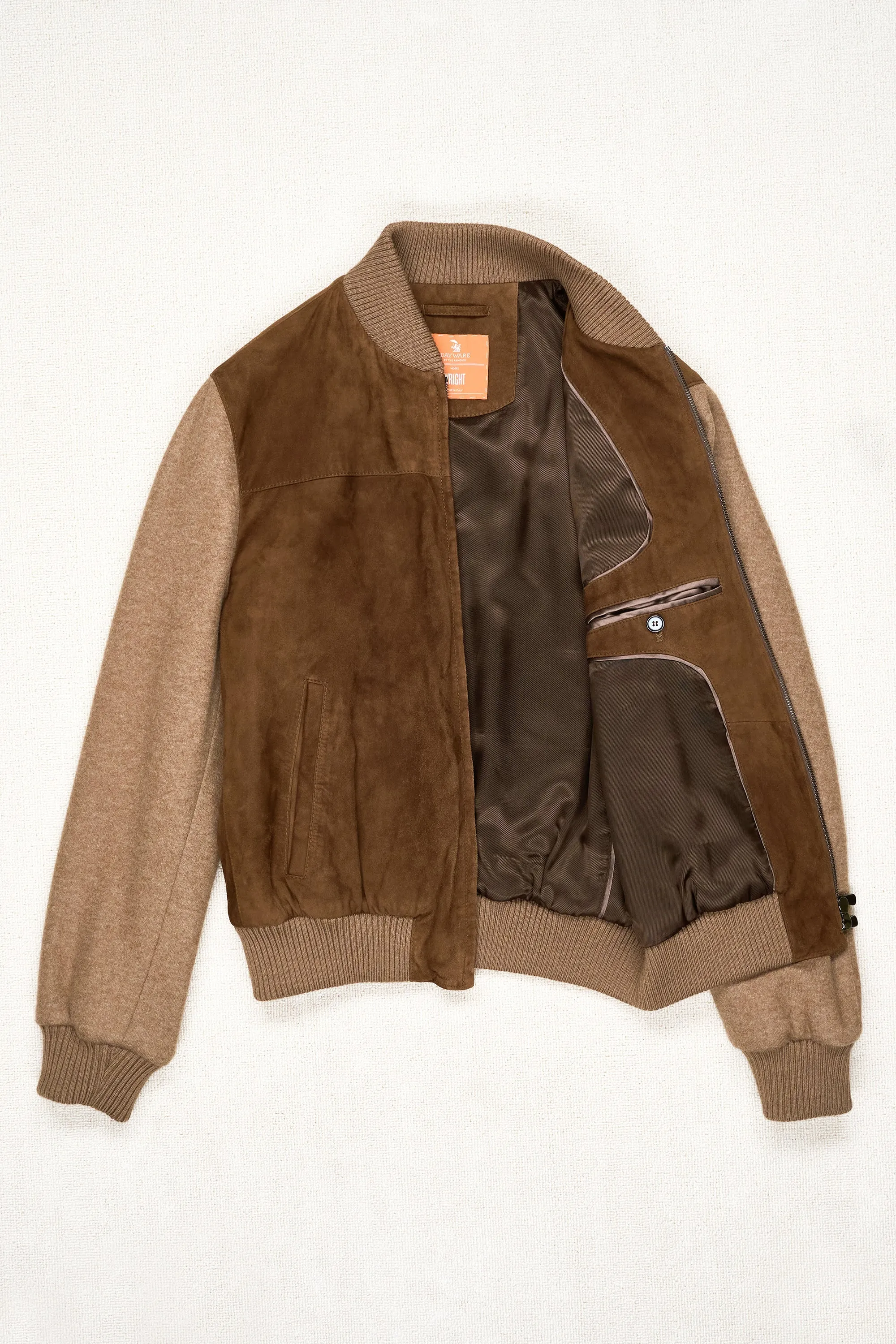 The Armoury Brown Suede Cashmere Varsity Jacket