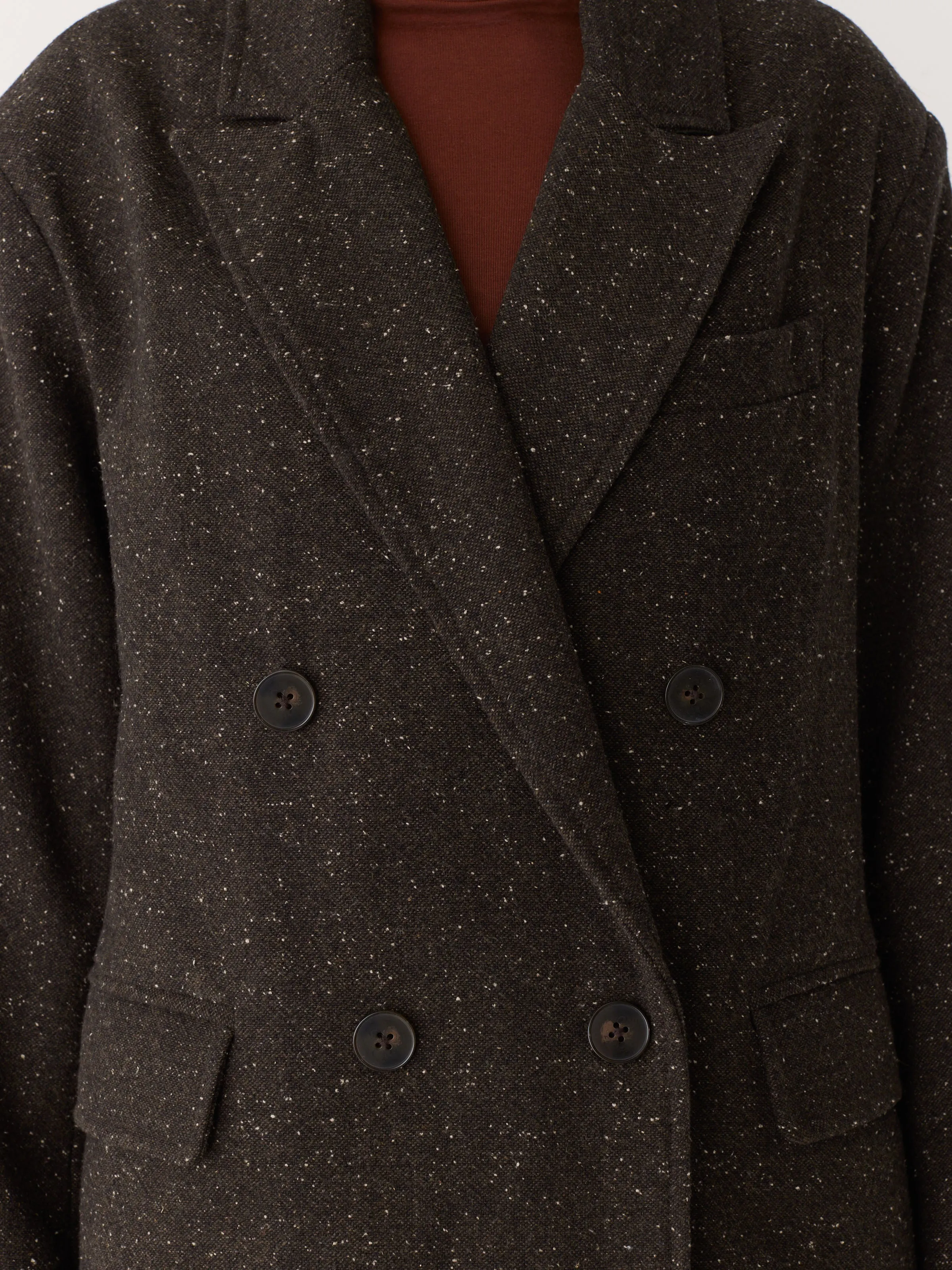 The Comfort Double Breasted Blazer in Dark Brown