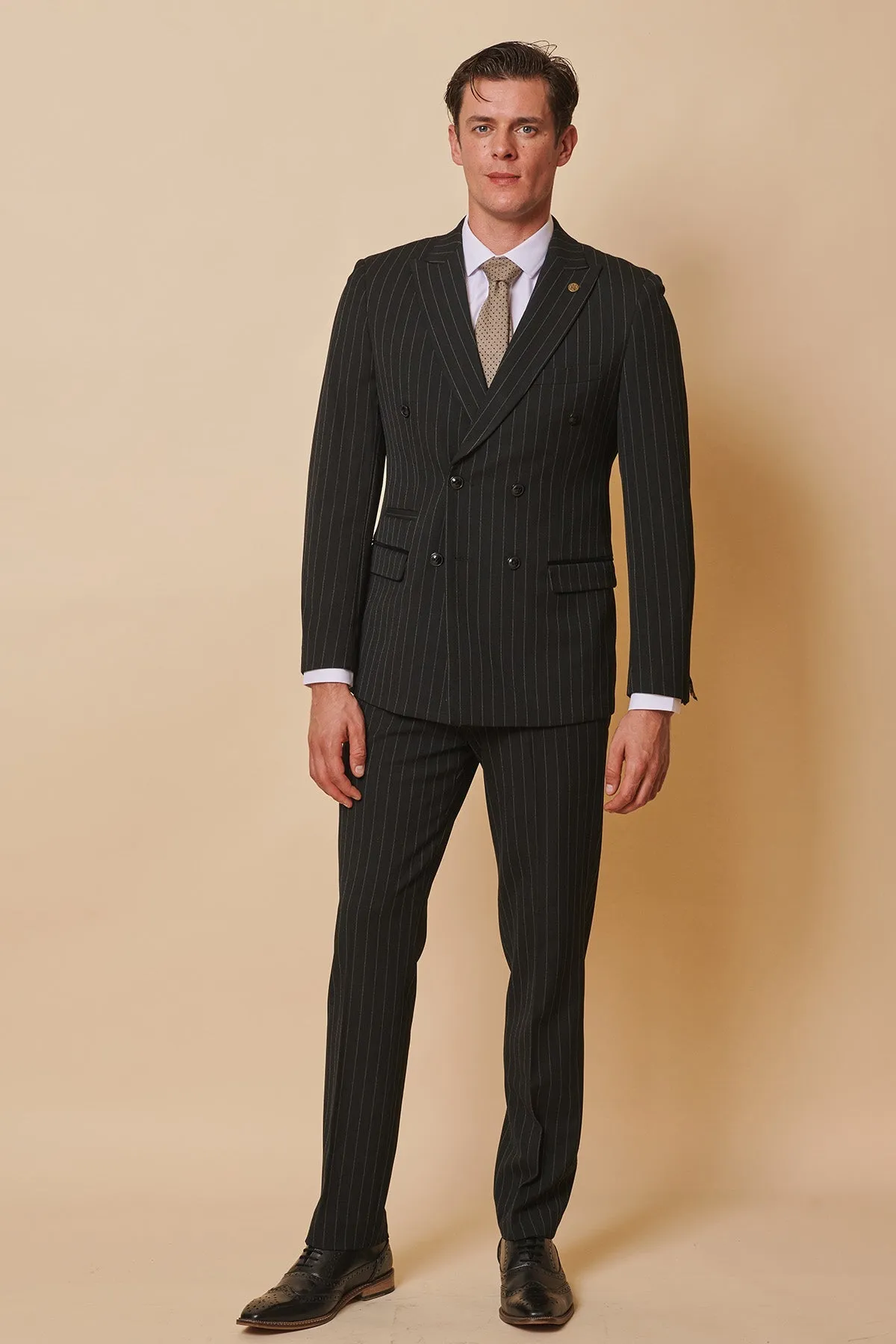 The WHU Collection - ROCCO Black Pinstripe Double Breasted Suit As Worn By Emerson Palmieri