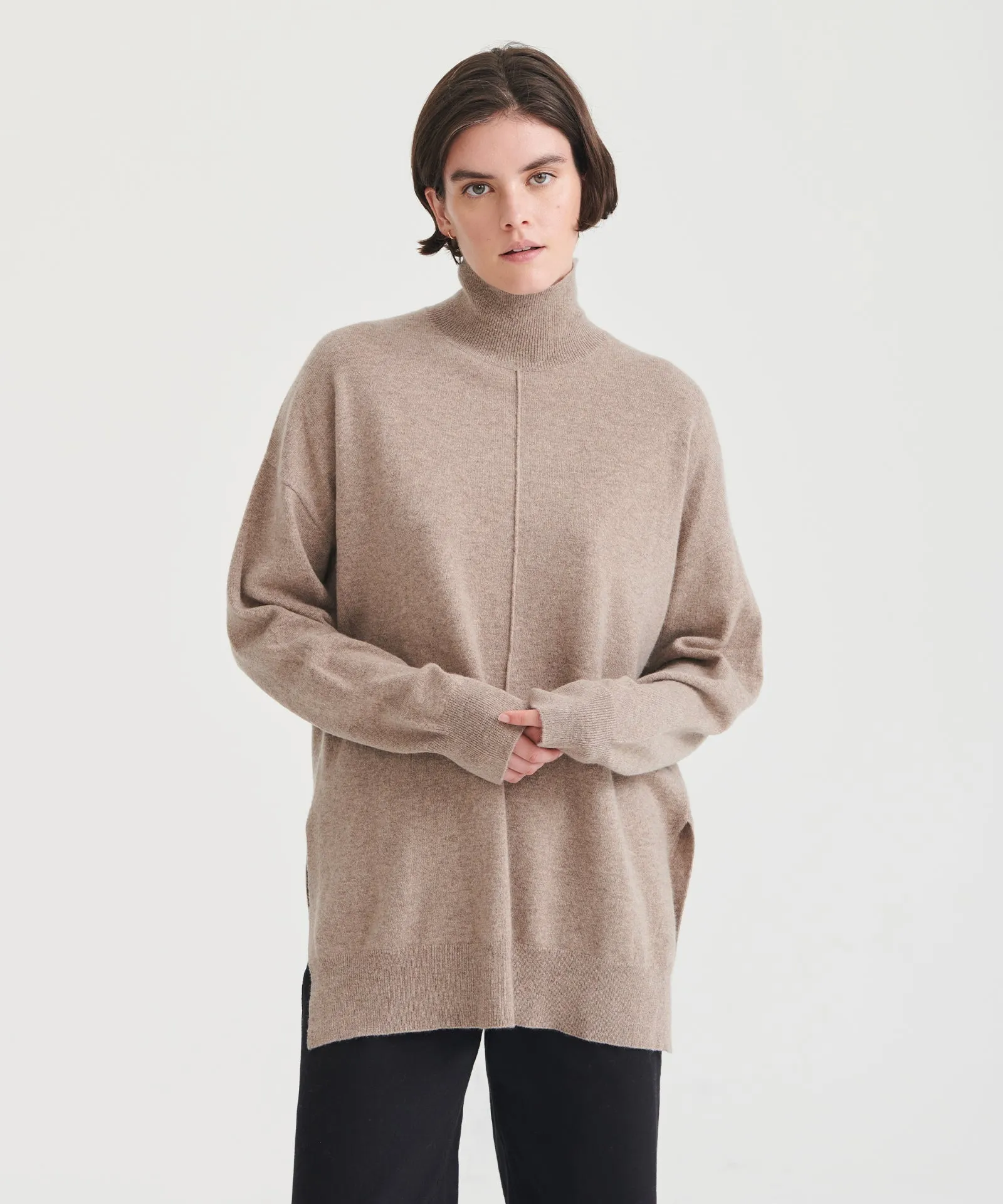 Washable Cashmere Turtleneck Tunic