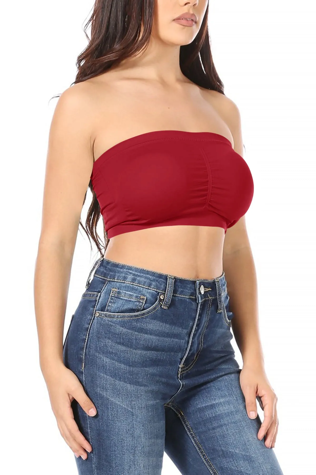 Women's Basic Stretch Seamless Tube Bra Bandeau Top