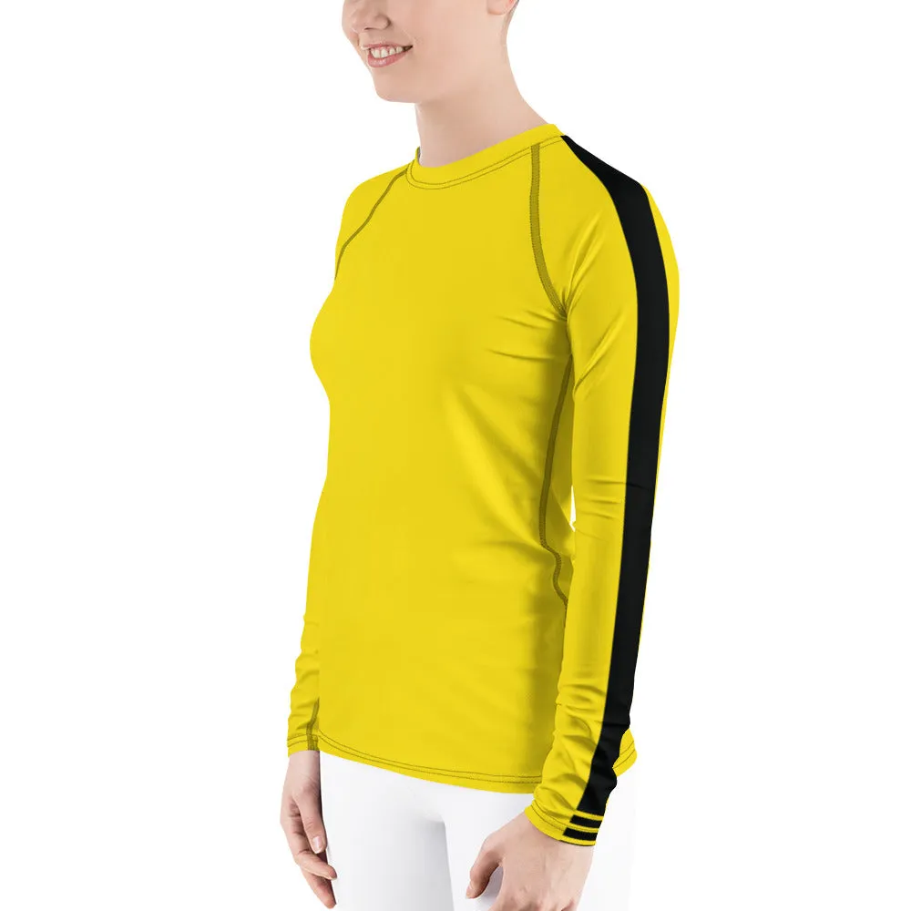 Women's Bruce Lee Game of Death and Kill Bill Inspired Long Sleeve Rash Guard: Perfect for BJJ, MMA, and Other Training Activities