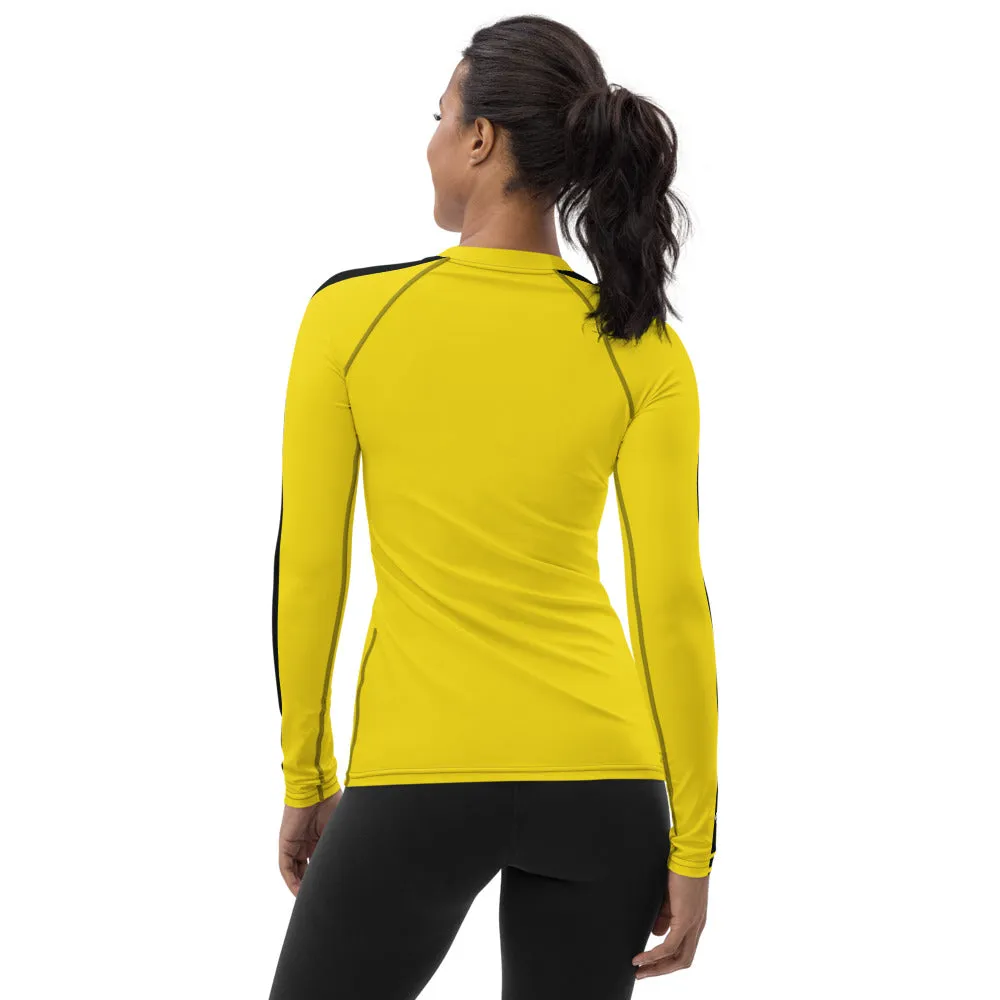 Women's Bruce Lee Game of Death and Kill Bill Inspired Long Sleeve Rash Guard: Perfect for BJJ, MMA, and Other Training Activities