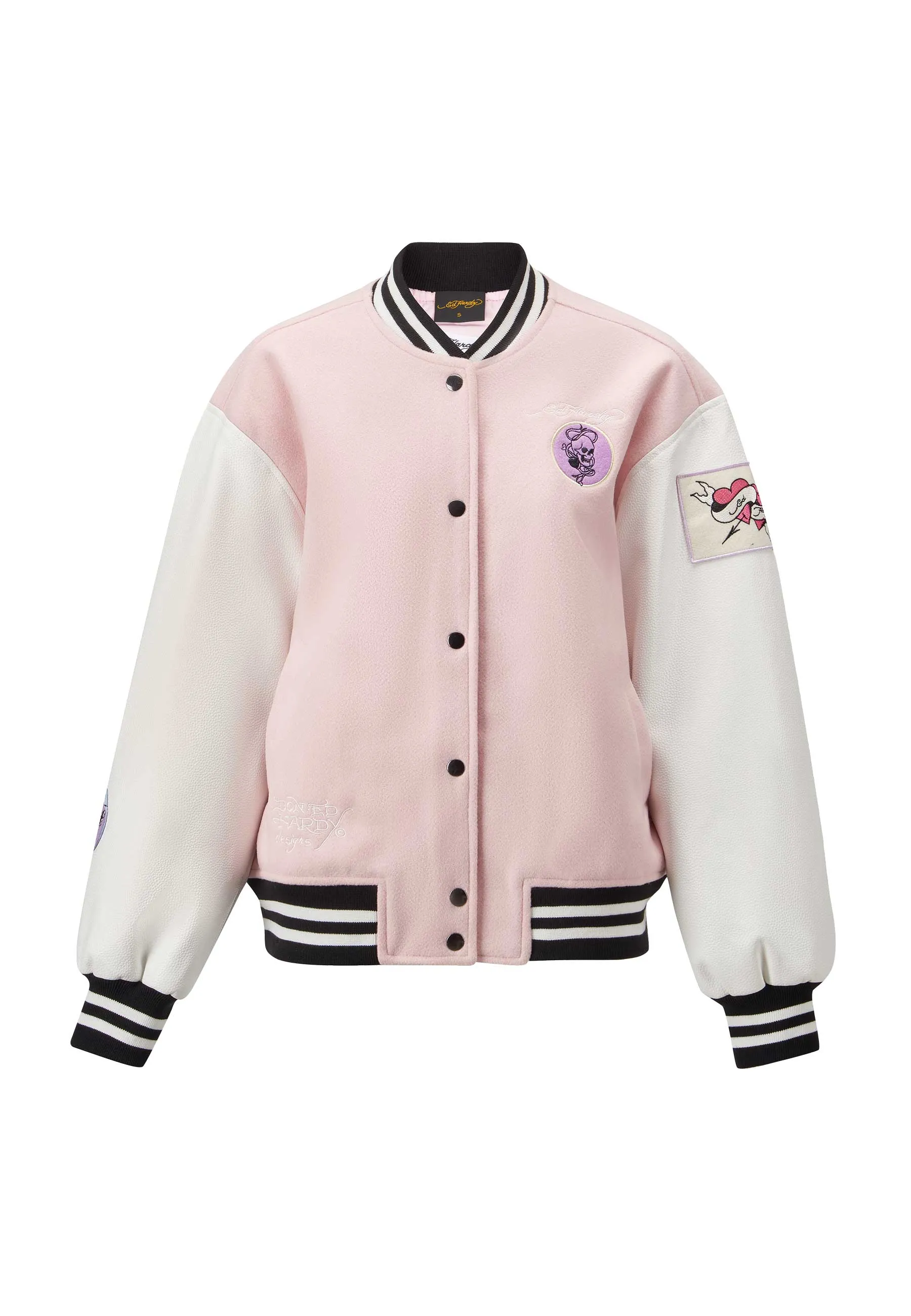 Womens Love Wrapped Varsity Bomber Jacket - Pink