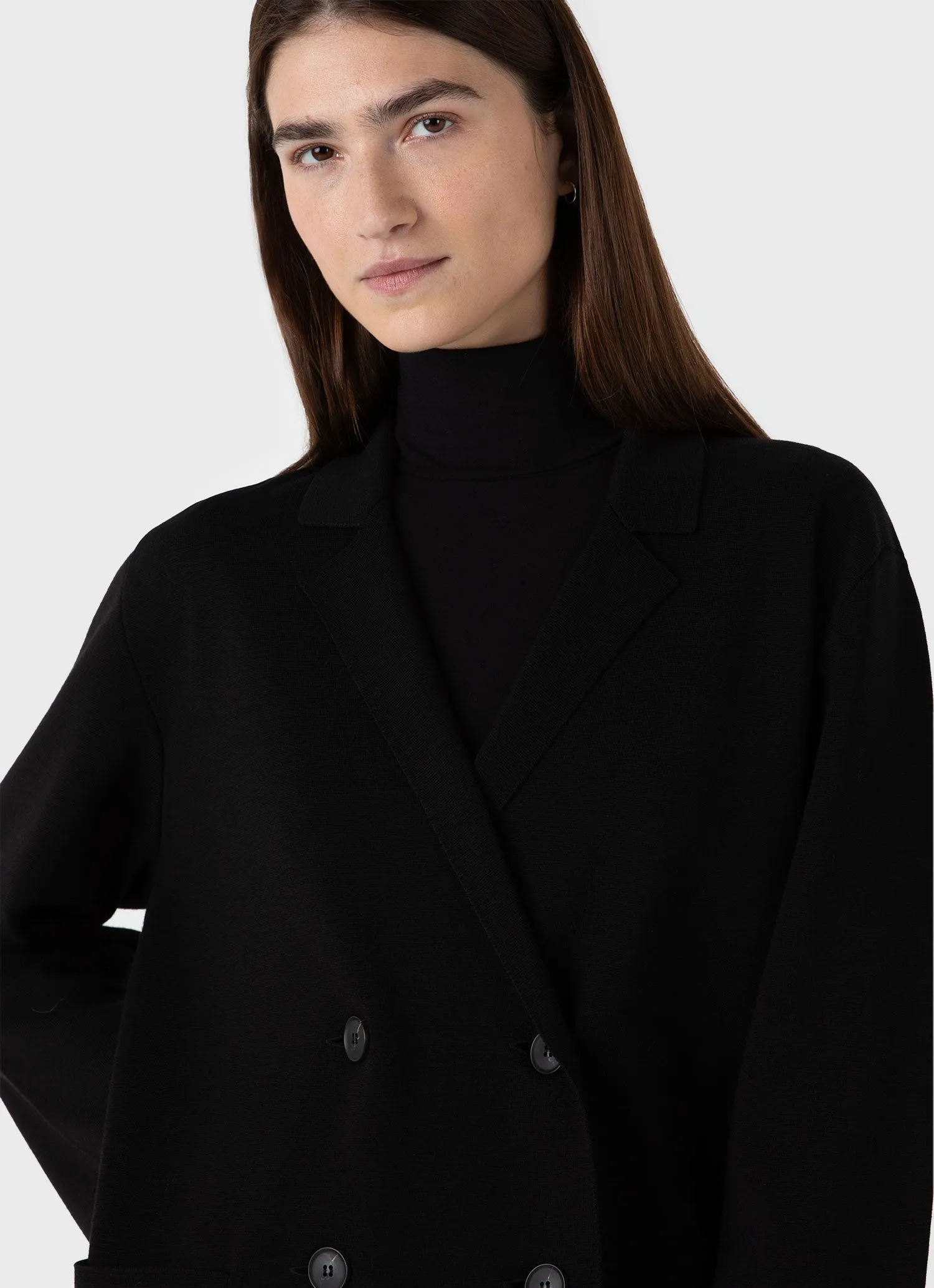 Women's Merino Milano Knit Blazer in Black